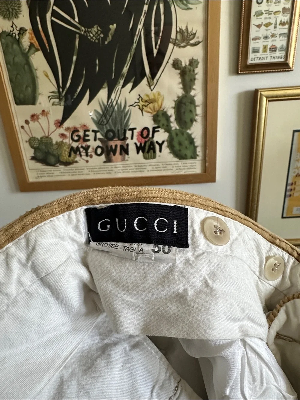 Gucci Men's Tan Corduroy Pleated Pants